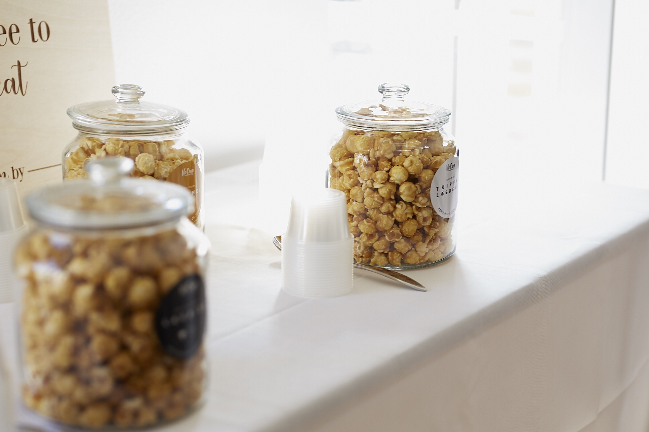 Stor Eksklusiv Popcorn Buffet m. 5 varianter gourment popcorn inkl. glaskrukker - Billede 6